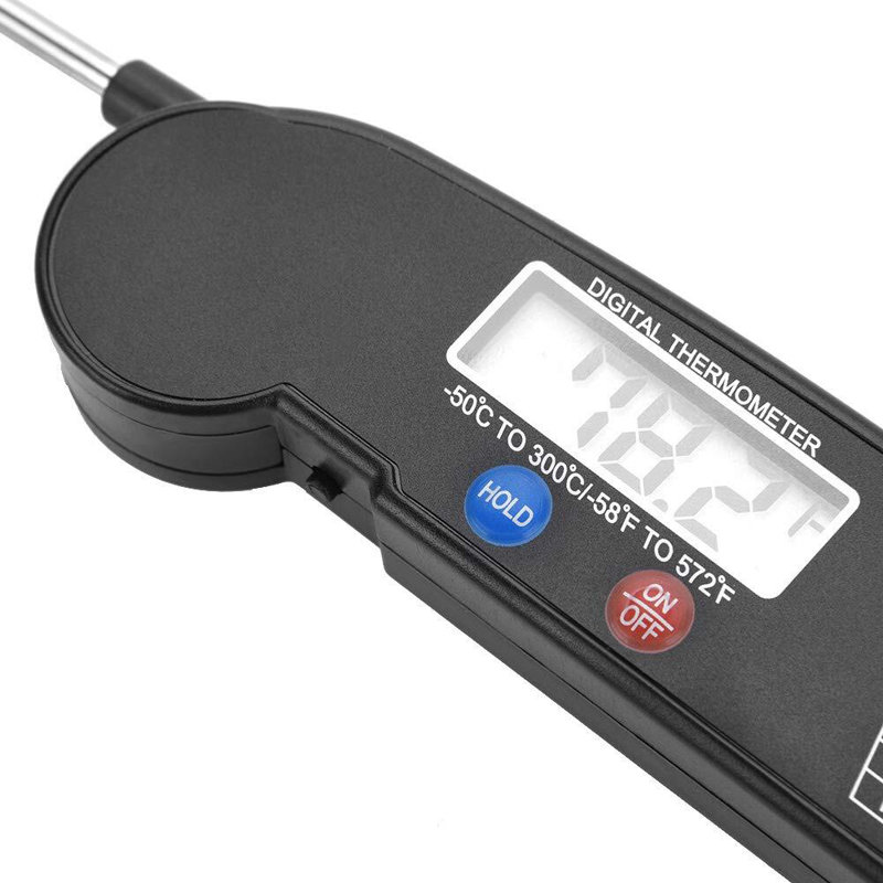 Thermomètre numérique noir avec sonde pliable