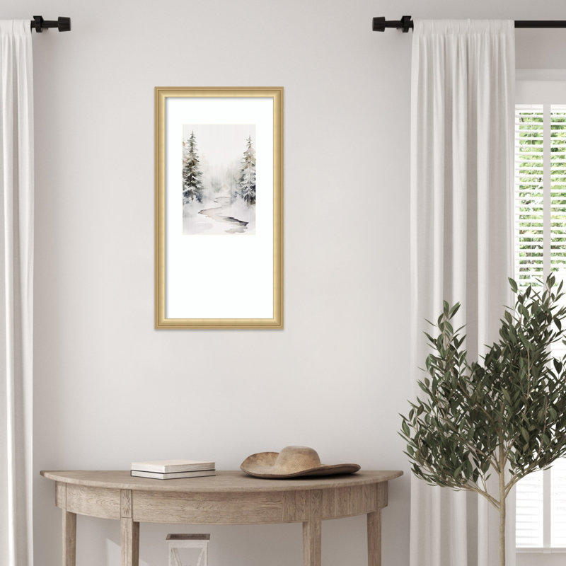«Snowy Forest Stream» par Andrea Haase, reproduction d'art encadrée sur bois, L 14 po x H 26 po