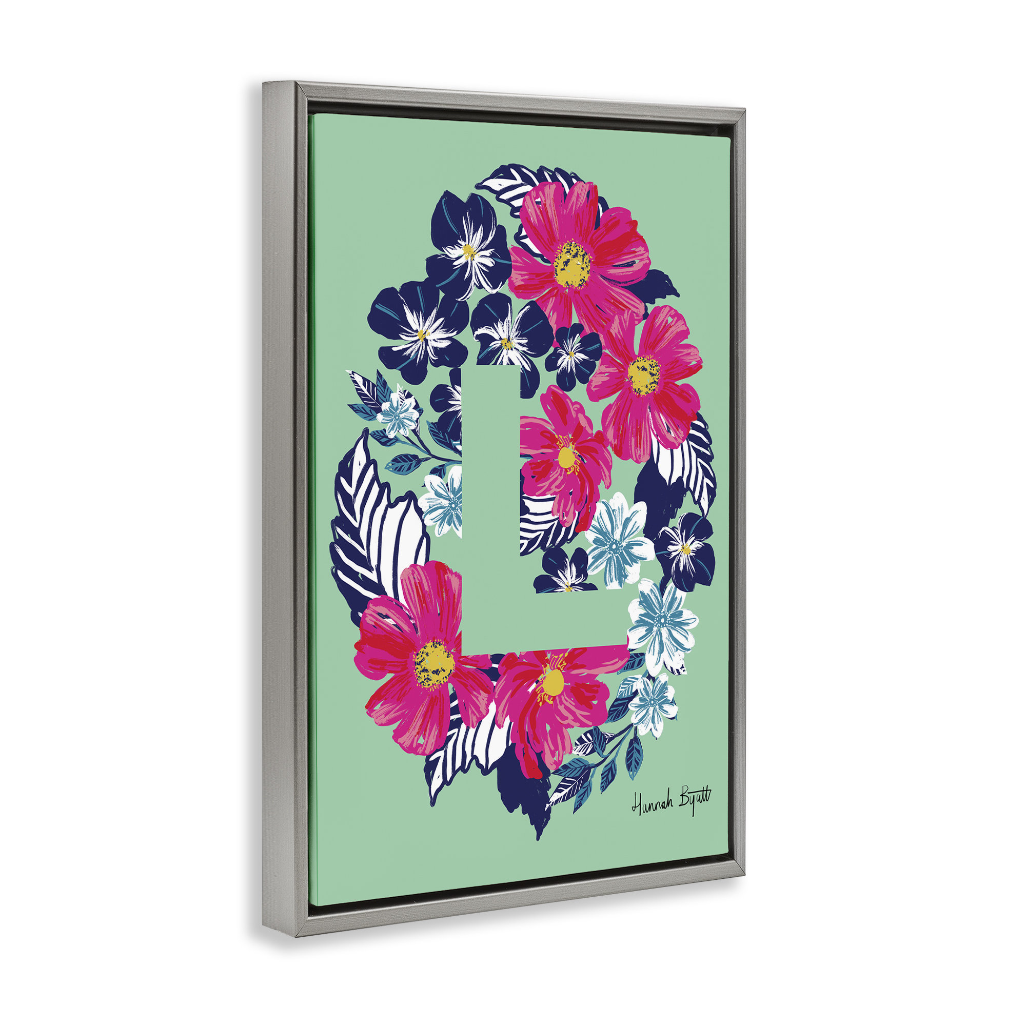 Lark Manor™ Floral Bloom Letter L Framed Floater Canvas by Hannah ...