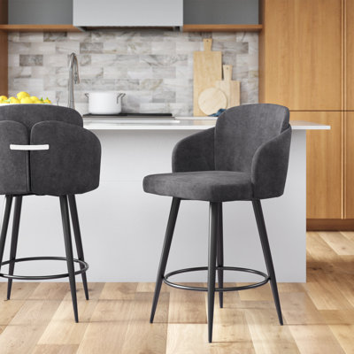 Archaimbaud Swivel Upholstered Counter Stool with Metal Frame