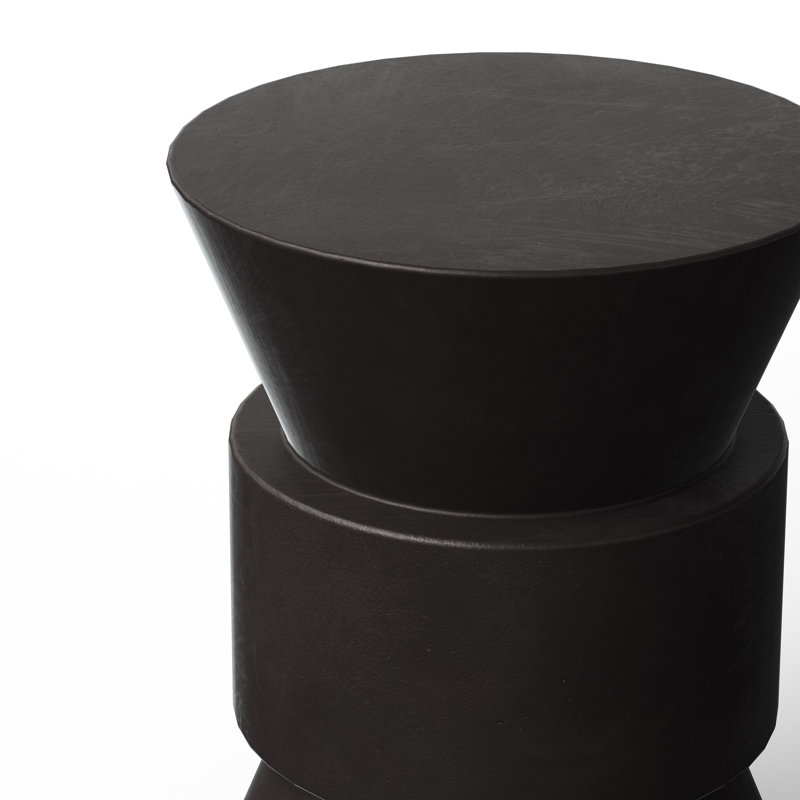 Black Concrete Hourglass Indoor/Outdoor Accent Stool