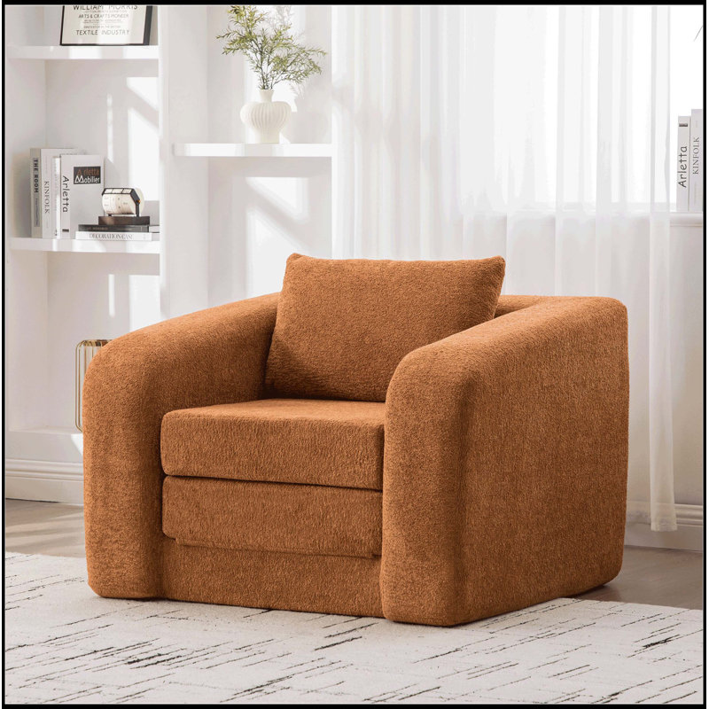 Fauteuil d'appoint pliable 40 po avec accoudoirs et dossier, Orange