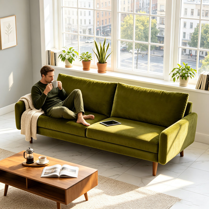 Canapé 70 po 70 pi, 33 '' H x 70 '' L x 32.2 '' W, Olive Green