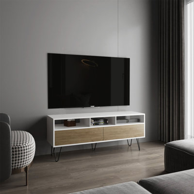 Meuble télé, 2 portes, 3 tablettes, 5 pieds