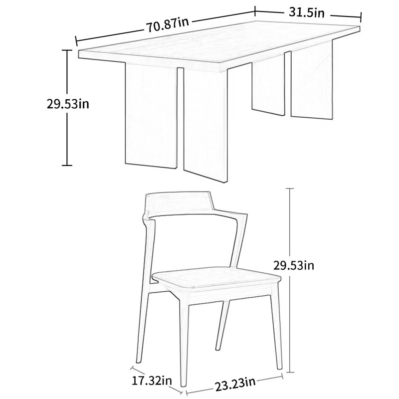 Ensemble de salle à manger Janmichael, H 29,53 po x L 70,87 po x l 31,5 po