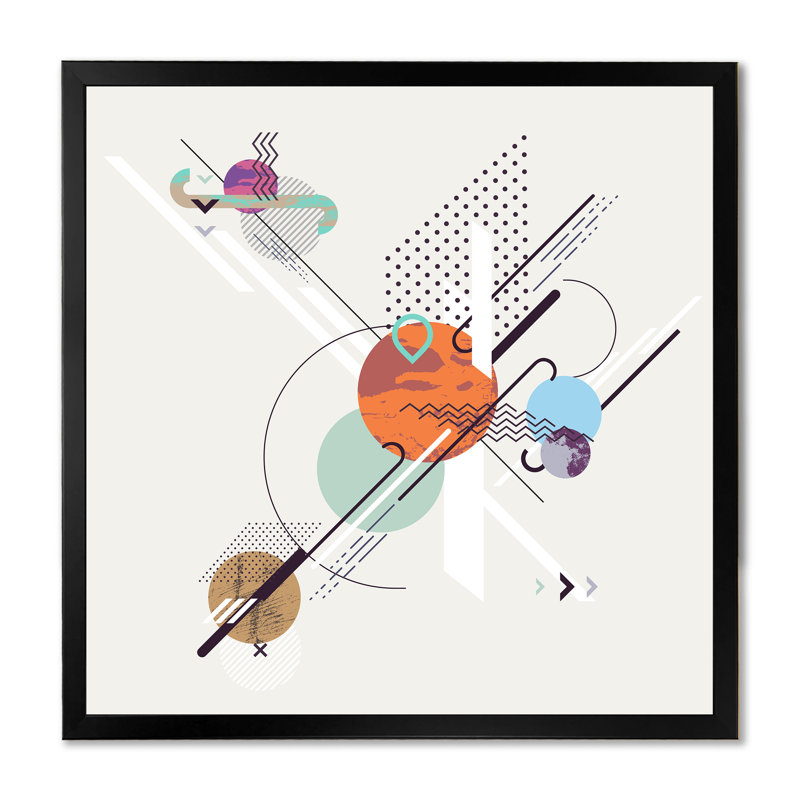 Geometrical Pastel Abstracts III - Mid-Century Modern Canvas Art Print, Black Picture Frame Canvas, 16" H x 16" W x 1" D