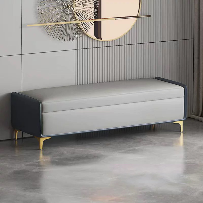 Upholstered Bench, Gray, 15.75" H x 62.99" W x 15.75" D