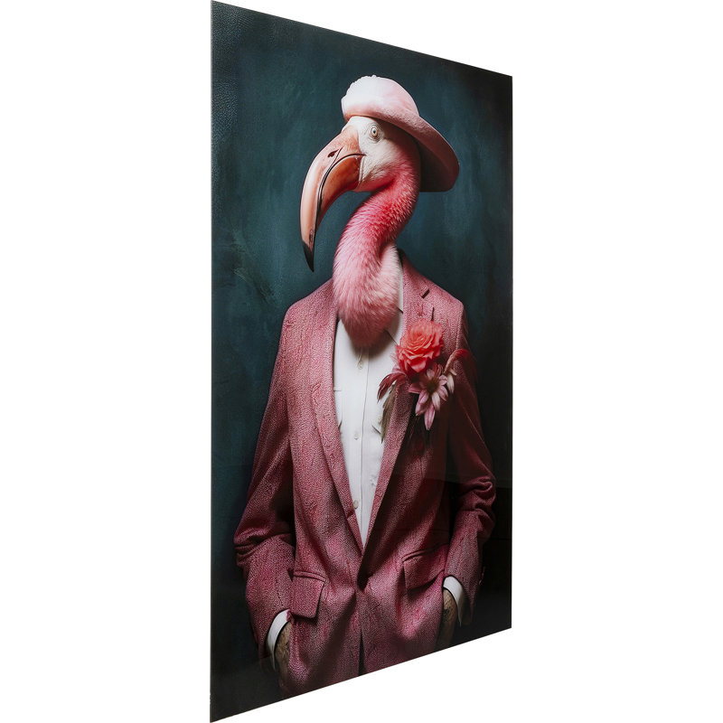Mister Flamingo Print on Glass