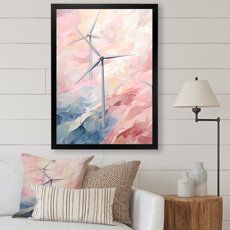 Minimalisme, éoliennes sur toile, H 32 po x l 16 po x P 1 po, Cadre simple noir