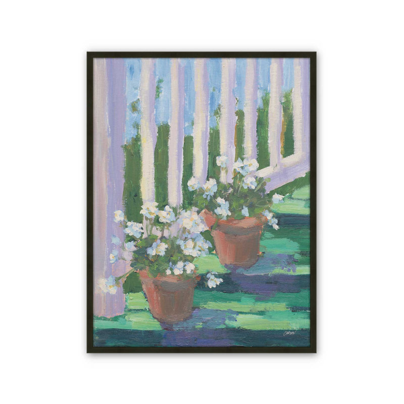 «Geraniums on the Porch» par Carson Overs passer, reproduction d'art, L 30 x H 40, Noir, Impression encadrée