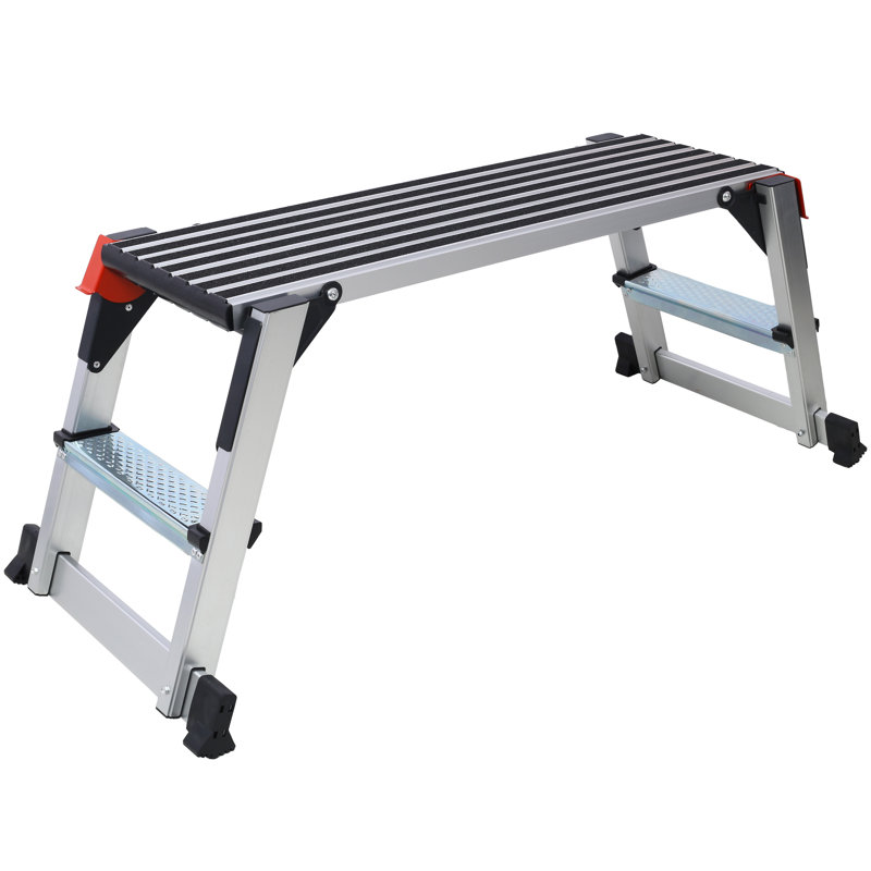 Aluminum Platform Non-Slip Folding Work Bench Drywall Stool Ladder 330Lbs Capacity