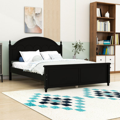 Wooden Platform Bed with Arched Headboard