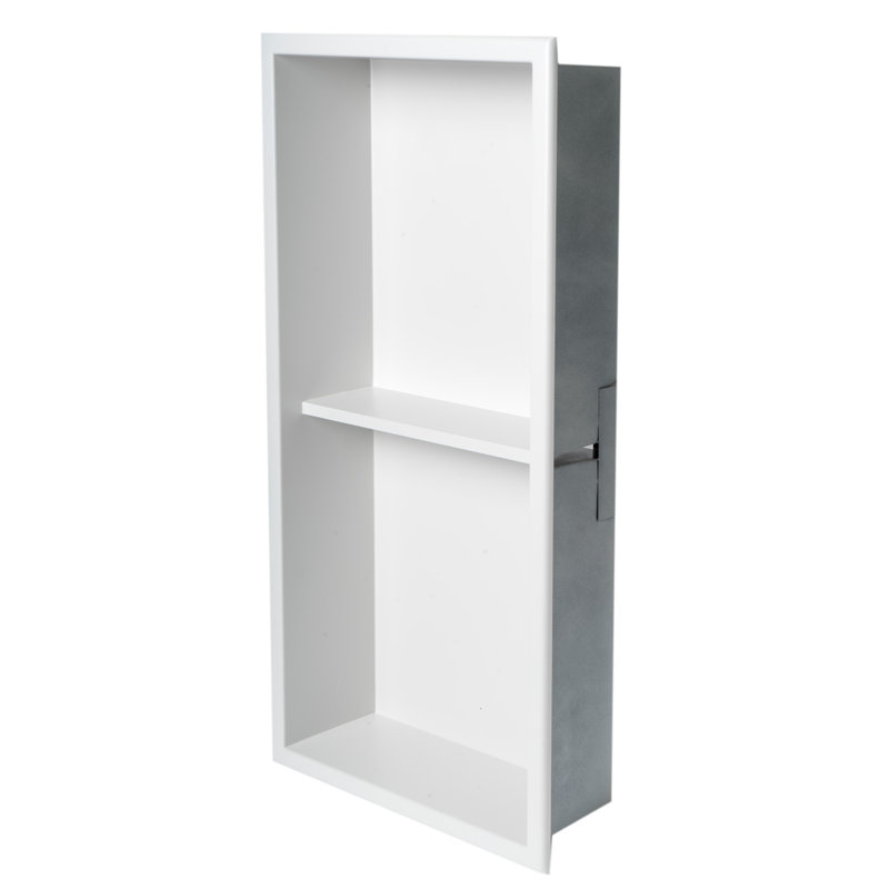 Tablette de douche adhésive en acier inoxydable, Blanc mat