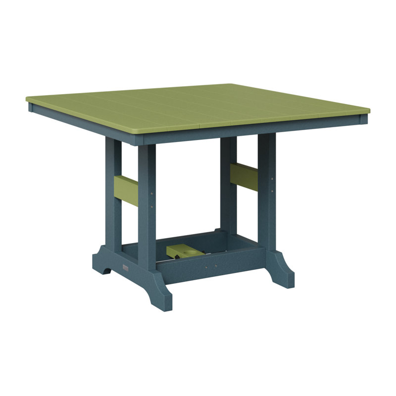 Garden Classic Outdoor Square Bar Table, Slate, Kiwi Green