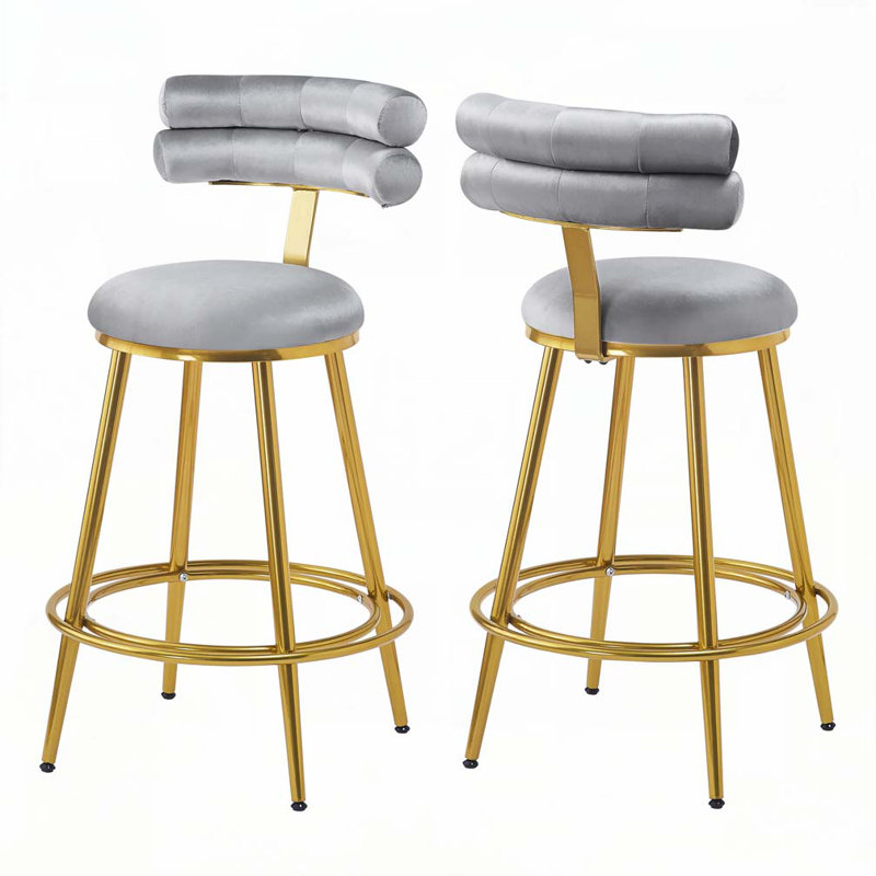 Upholstered Barstools,  Dark Gray