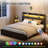 Bejo Metal Storage Bed Frame with LED Light and Charging Station-92634665