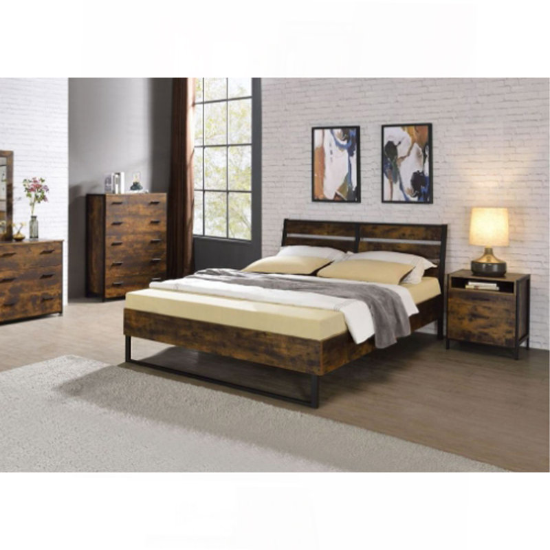 Juvanth Rustic Oak & Black Finish E. King Bed