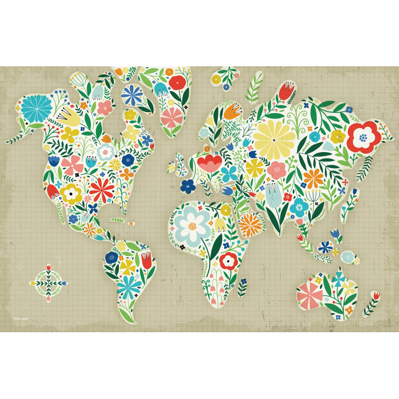 Floral World Tan 1 Piece Wall Art on Canvas, 20cm H x 30cm W x 3.8cm D