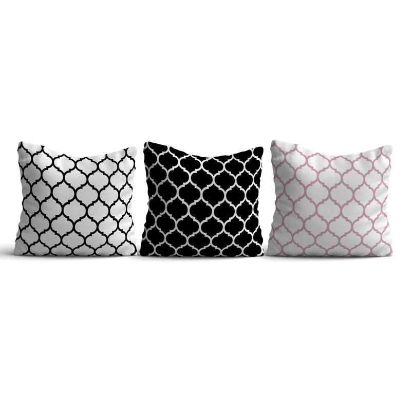 Ensemble de housses de coussin élégantes (3 pièces), 50% coton, 50% polyester | Lavable à la machine, repassable, impression numérique | Parfait pour la décoration intérieure, le salon et la chambre à coucher
