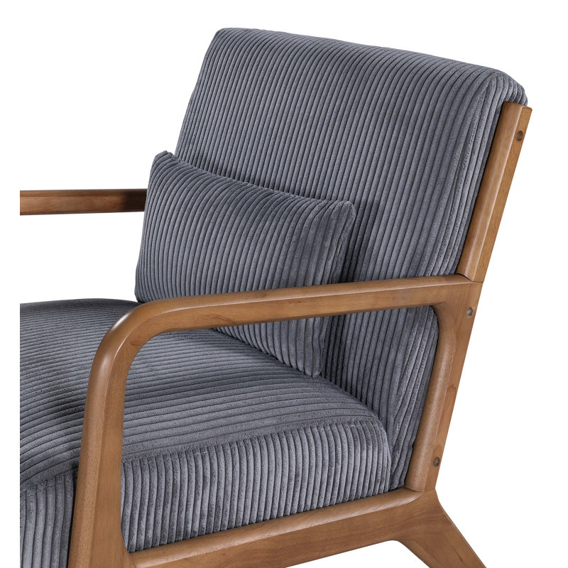 Fauteuil en velours côtelé Corduroy, Dark Grey, Brun