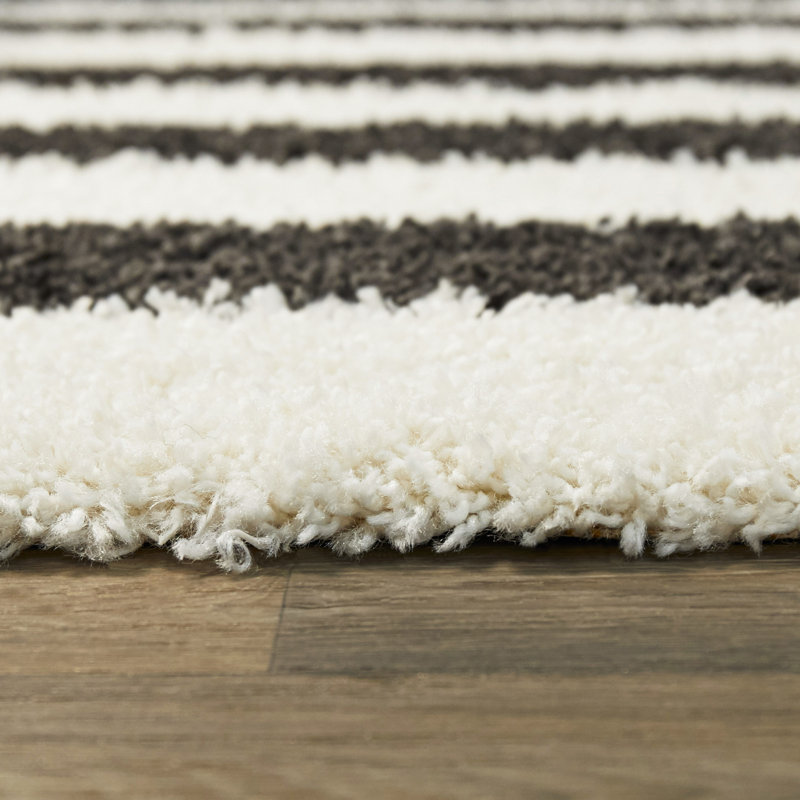 Tapis gris anthracite / blanc Alishba, Rectangle 5 pi 3 po x 7 pi