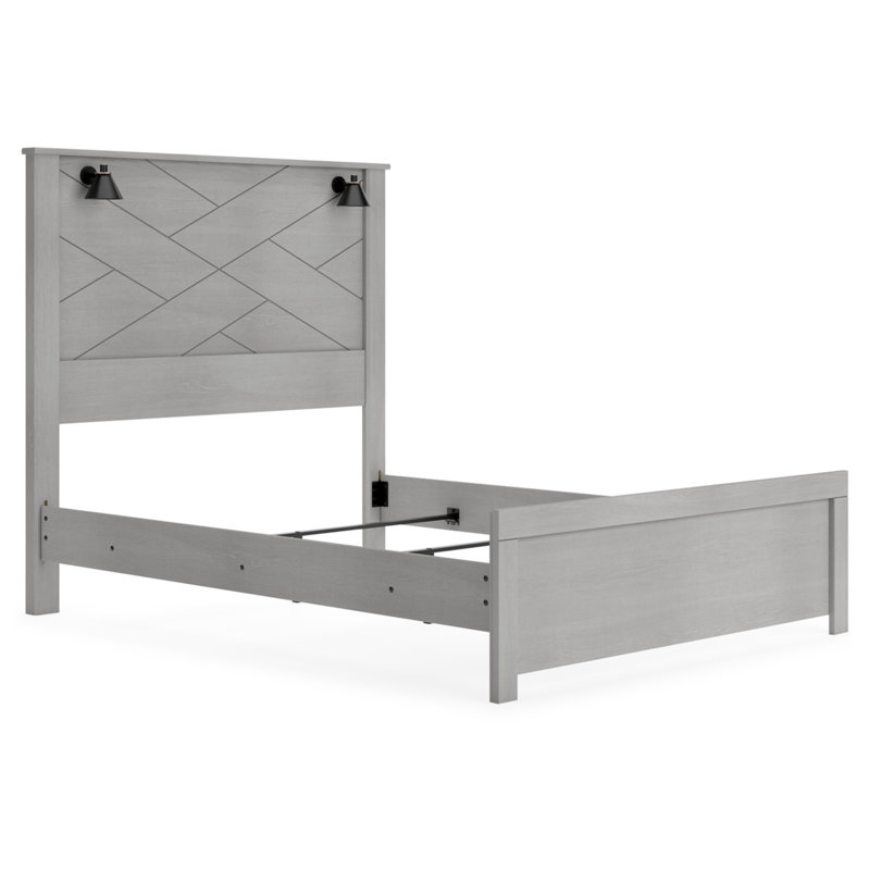 Cottonburg Queen Wood Frame Bed with Light Gray Headboard