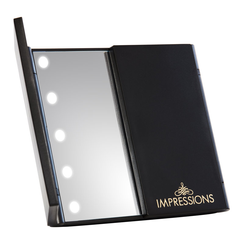 Miroir cosmique compact à DEL avec charge sans fil et capteur tactile, loupe 2X, Noir