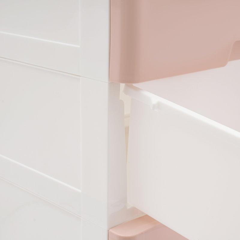 Commode 5 tiroirs avec rangement, Rose