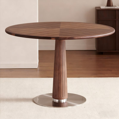 Table de salle à manger ronde en bois massif noyer