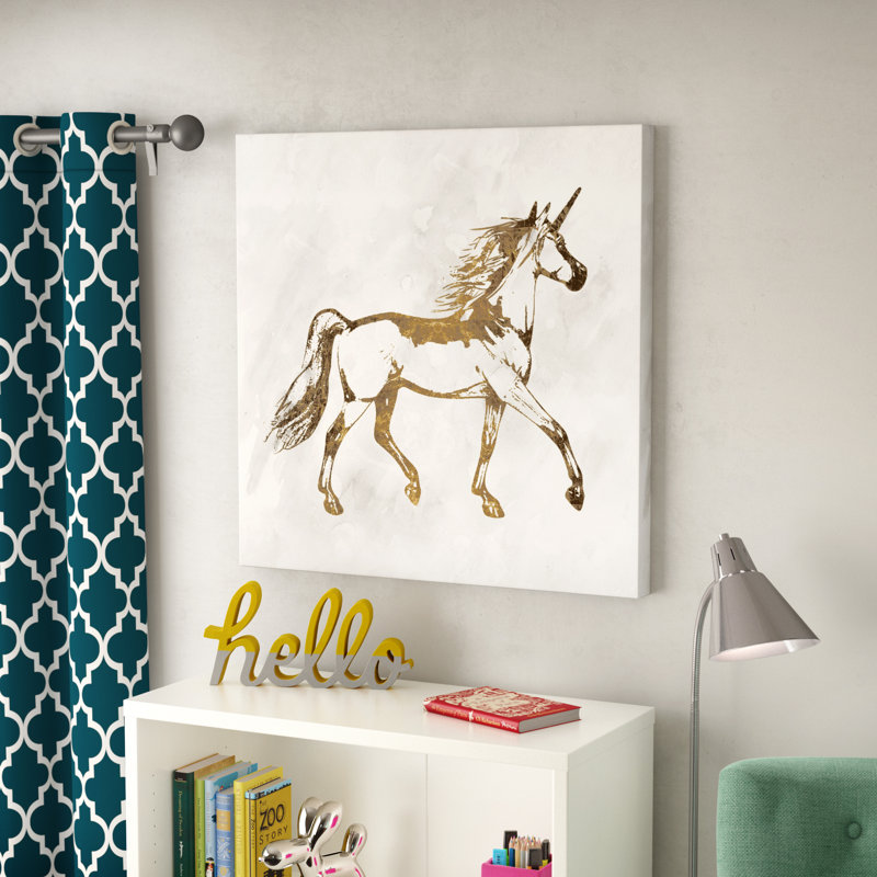 «Gold Unicorn», art sur toile, H 16 po x l 16 po x P 1,5 po