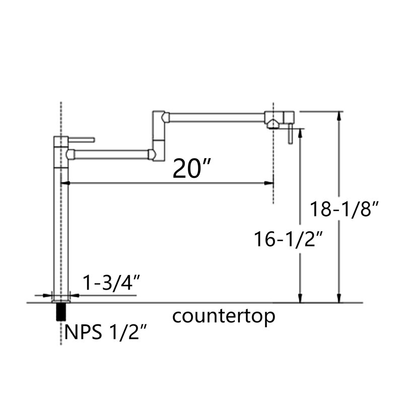 Robinet de cuisine, robinet de lavabo de cuisine à fixation sur plateau avec bec articulé double, Chrome