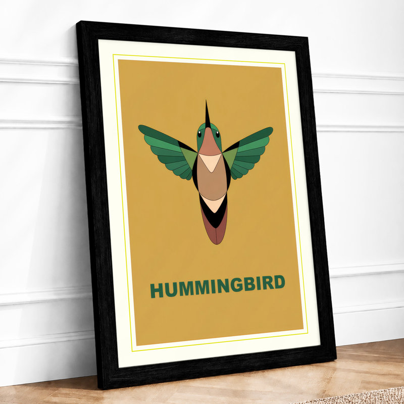 Hummingbird Deco Art Deco - Framed Print, Black, A3 - 42.0 x 29.7 cm