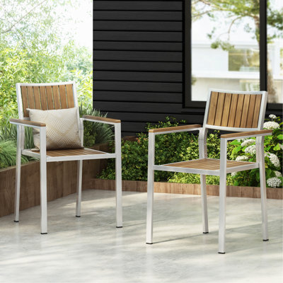 Chaise de salle à manger CAPE CORAL ALUMINUM AVEC BOIS (ensemble de 2)