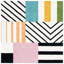 Fifth Avenue Wool Geometric Area Rug in Ivory/Black/Pink-247000245