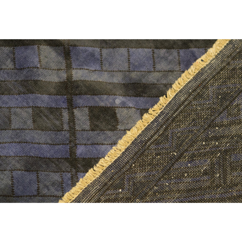 Wool Geometric Area Rug in Violet/Dark Gray