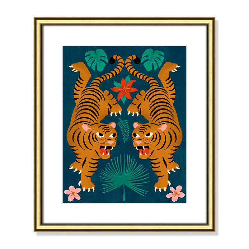 «Jungle Tigers Print» par Cantwell, Imprimé mat, L 17,25 po x H 20,25 po, Gold Classic