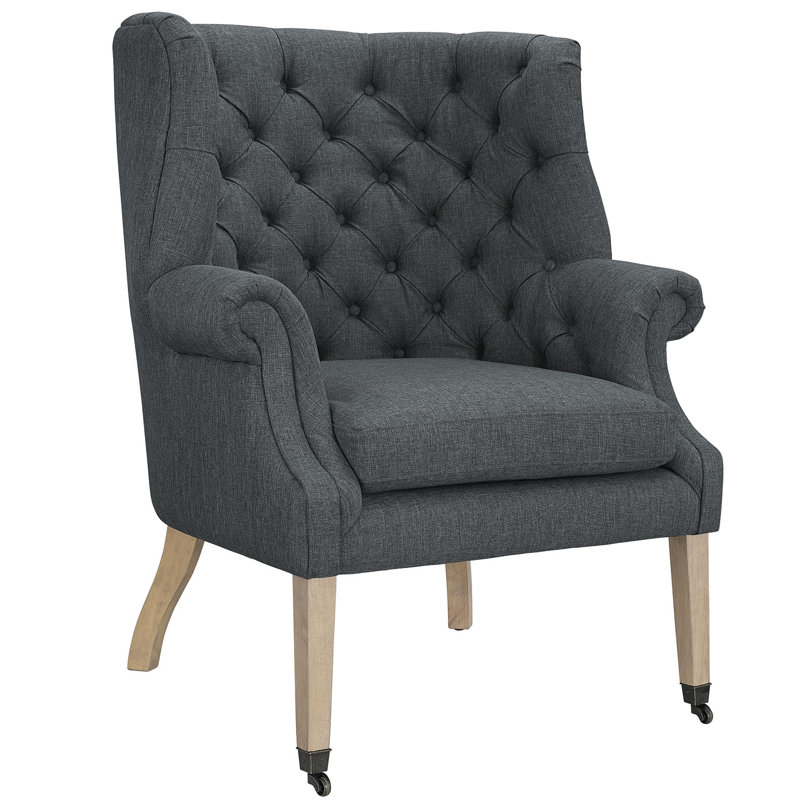 Fauteuil capitonné Modway, Mélange de polyester gris