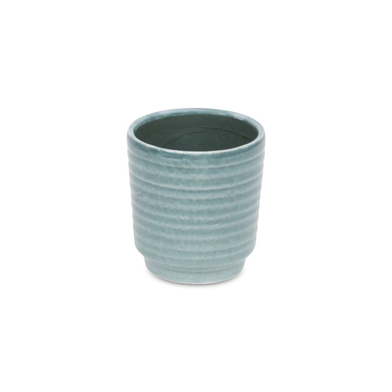 Mosley Handmade Ceramic Pot Planter, Green, 4" H x 3.75" W x 3.75" D 