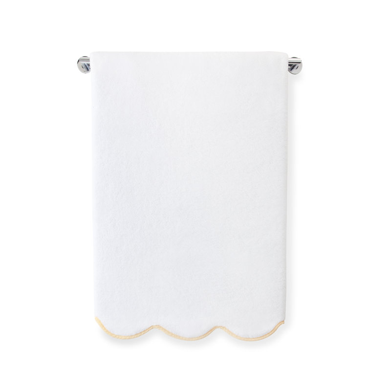 Scalloped Hand Towel, White/Yellow, Washcloth