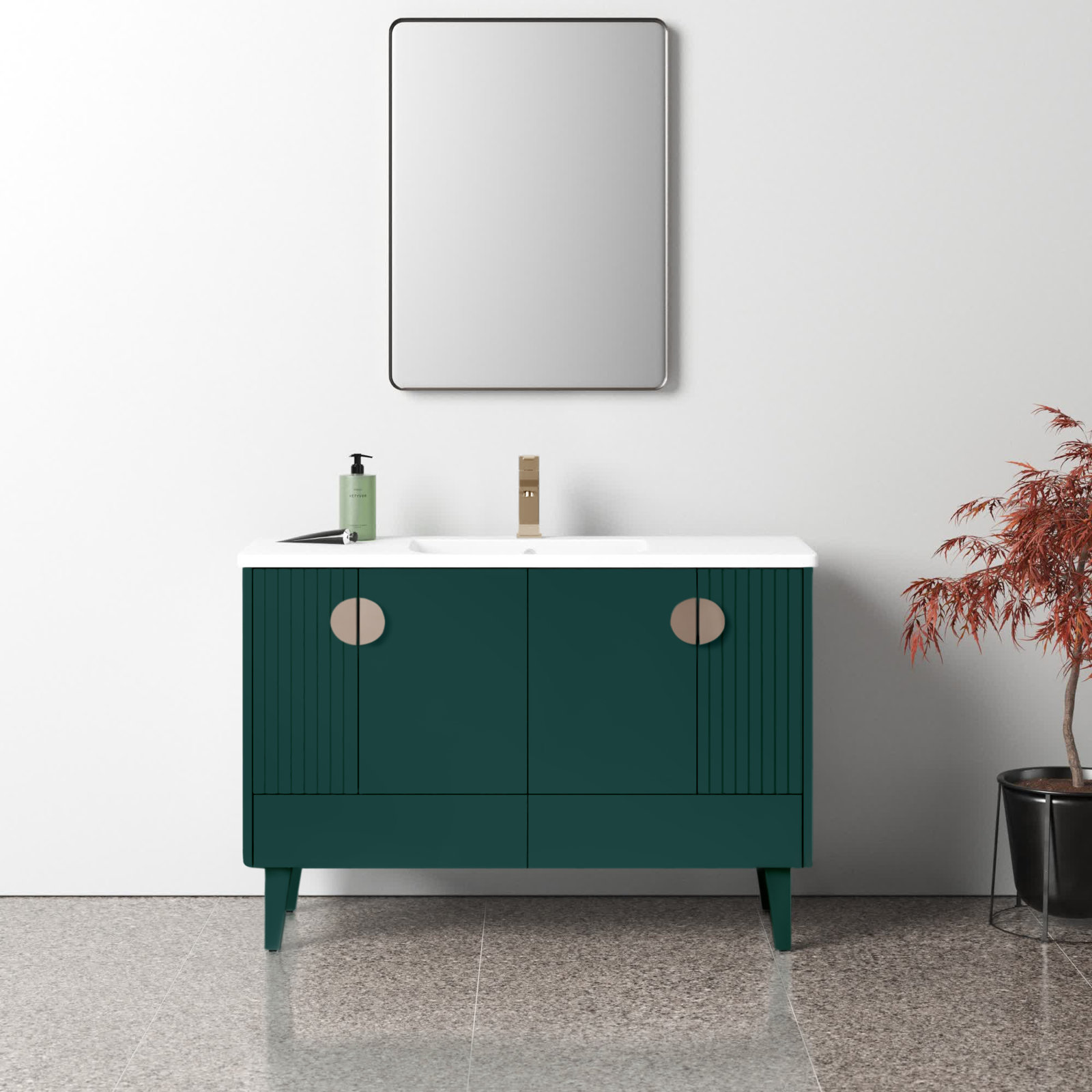Saimah 48'' Single Bathroom Vanity, Green, Satin Nickel
