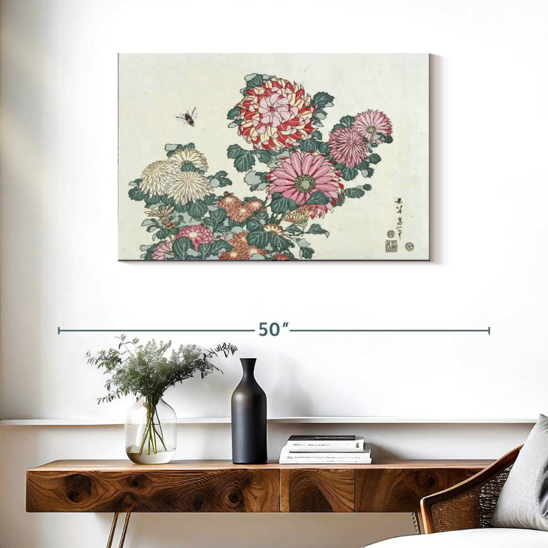 Chrysanthèmes Harnek et une abeille, H 24 po x l 36 po