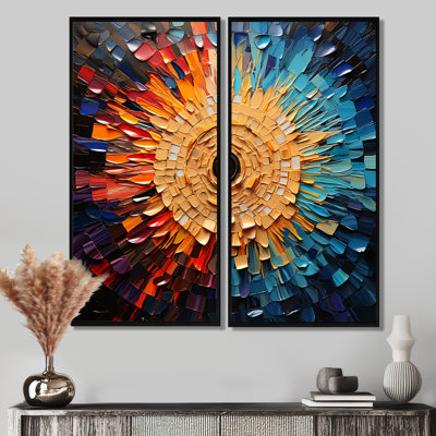 Coloré disque vinyle mosaïque I - disques vinyles, art mural sur toile
