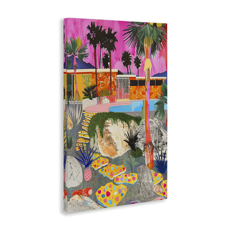 Art mural moderne sur toile, "Modern Tropical Villa" par Jess Stempel, H 30 po x l 20 po