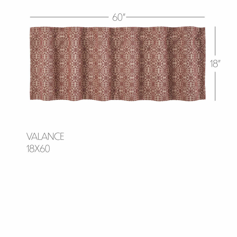   Custom House Geometric Tailored 60'' W Window Valance, Tan/Red