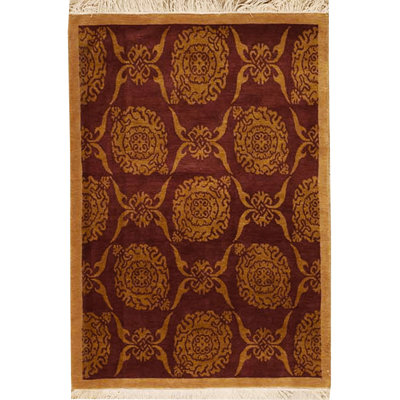 Hand-Knotted High-Quality Red and Yellow Area Rug