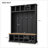 Farmhouse Wooden Style Hall Tree with Wide Storage Seating Bench, Entryway Shoe Cabinet with 13 Compartments, Elegant Coat Rack with 6 Hooks for Mudroom, Living Room-128979027