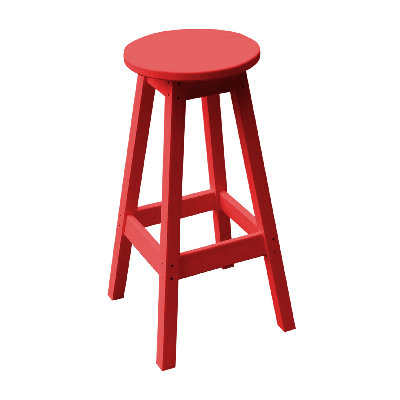  Tabouret de bar rond en poly composite, rouge vif