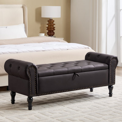 Cleota 66.9'' Faux Leather Upholstered Storage Bench