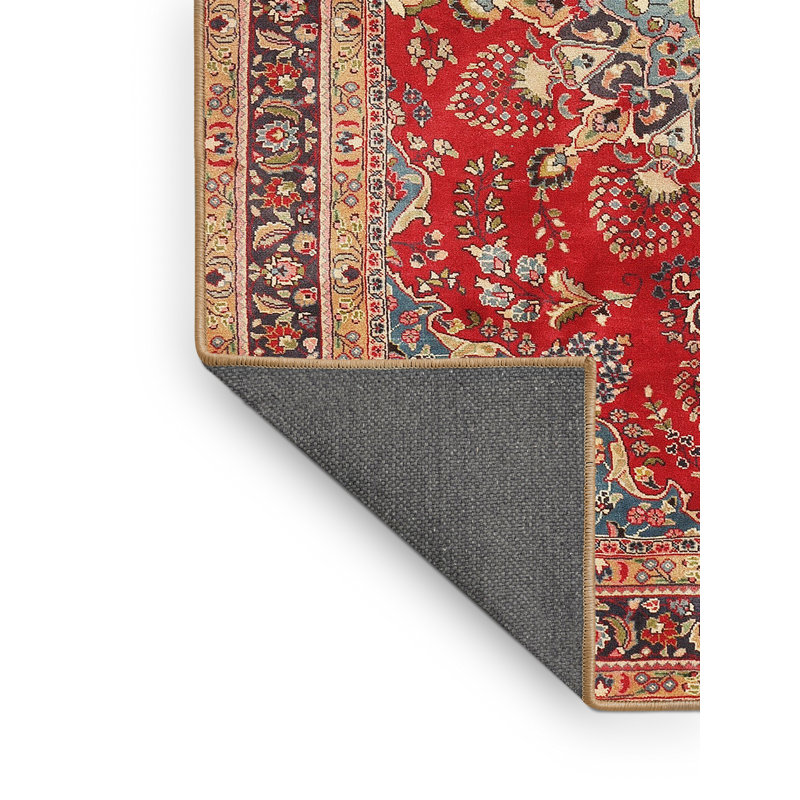 Rouge/brun/Tapis décoratif bleu oriental Tommy-Lee, Rectangle 7 pi x 9 pi