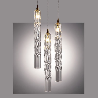 Luminaire suspendu cylindrique à 3 lumières Crystal Falls